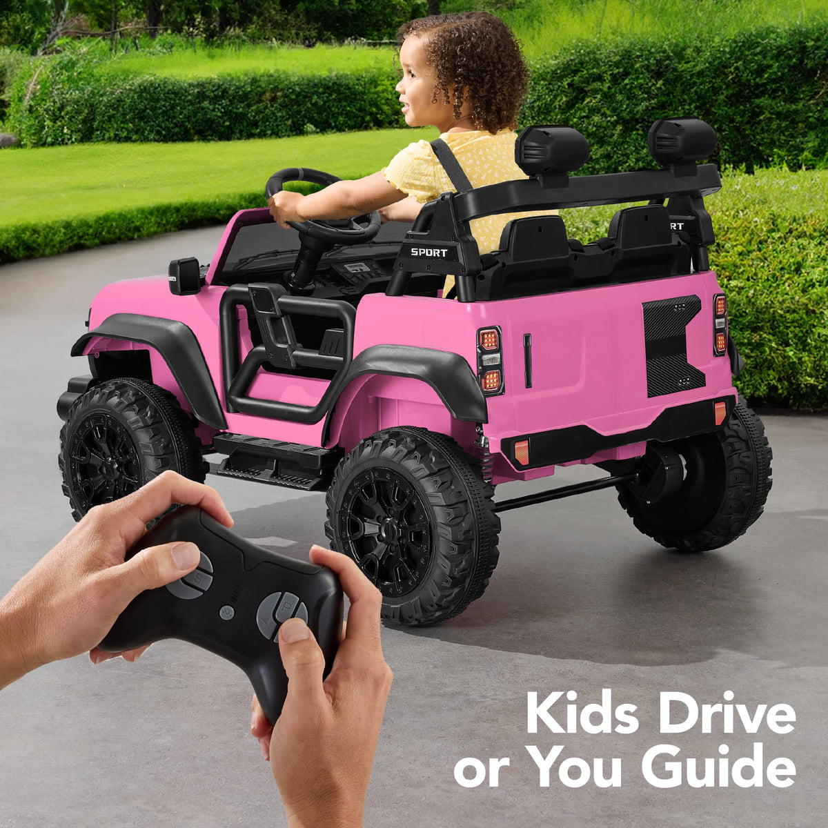 Best Choice Products Kids 24V 2-Seater Electric Ride-On Car Truck w/ Parent Control, Bluetooth, LED Lights - Red