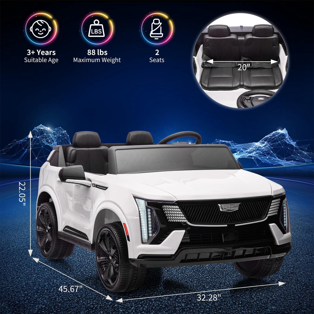2 Seater Ride on Car for Kids 24V Licensed Cadillac Electric Car Toy Toddlers Battery Powered Ride on Truck with 2.4G Remote Control, Full-Wheel Suspension, Music, LED Lights, Blue