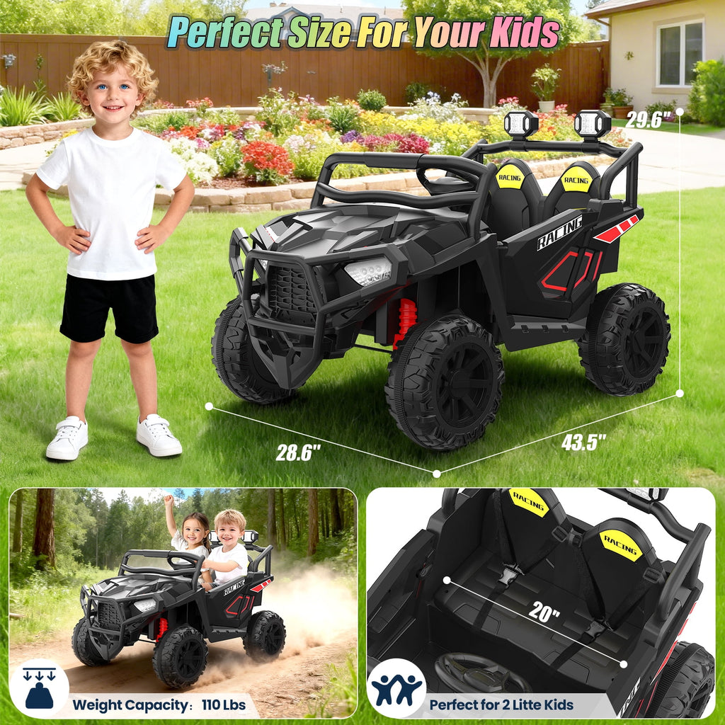 VIBESPARK 24 Volt 2 Seater Ride on Toys for Kids, Powered Ride on Cars with Remote Control, Electric UTV Car for 3-8 Boys Girls Gift w/ Bluetooth, LED Light, Music, Green