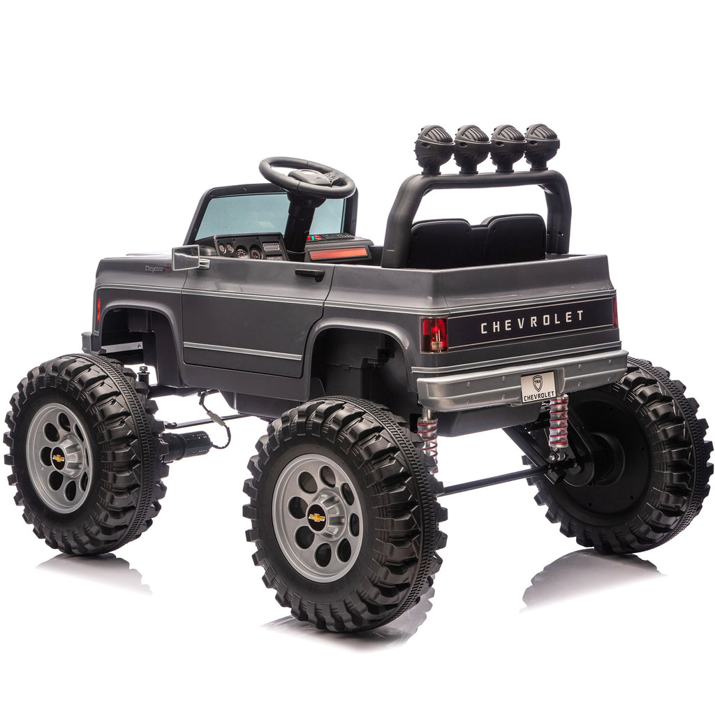 Sunnyfree 4WD Chevrolet Cheyenne 24 Volt Ride on Toys, 2 Seater Power Truck Wheels with Remote, Bluetooth, USB, LED Lights, Blue