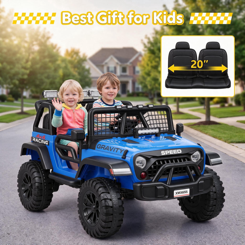 Farmdex 24 Volt 2 Seater Electric Truck Car for Kids, 400W Ride on Cars with Remote Control, Color Led Lights, Bluetooth Music, Spring Suspension,Powered Ride On Toys Gift for Boys & Girls