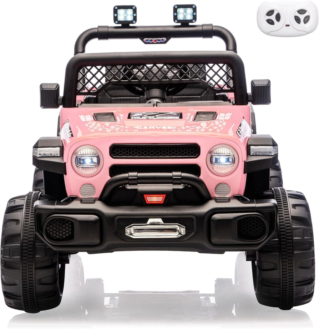12V Electric Ride-On Truck, 4-Wheel Ride-On Car with Remote Control, 12V 7Ah Battery, Spring Suspension, LED Lights, Music, 66 Lbs