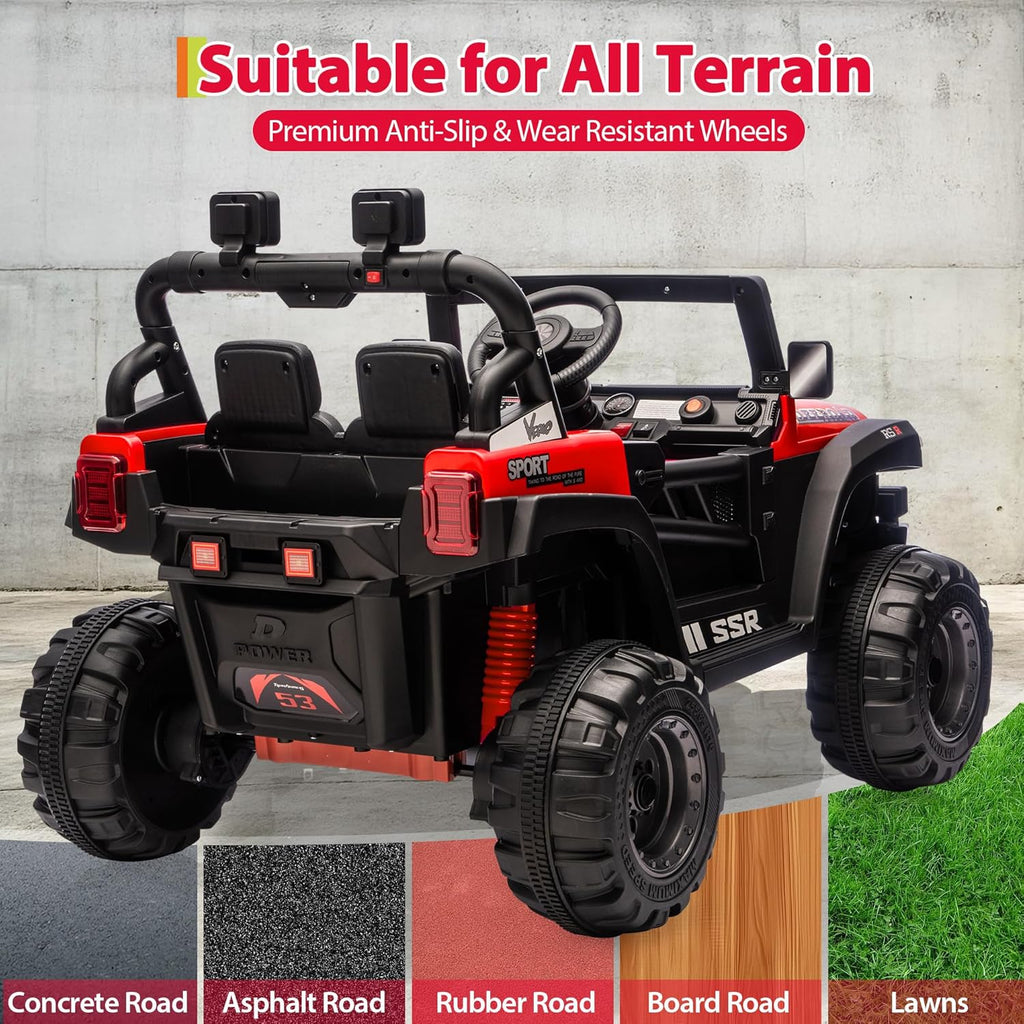 12V Electric Ride-On Truck, 4-Wheel Ride-On Car with Parent Remote Control, Dual 35W Motors, Spring Suspension, 3 Speeds, Bluetooth, LED Lights