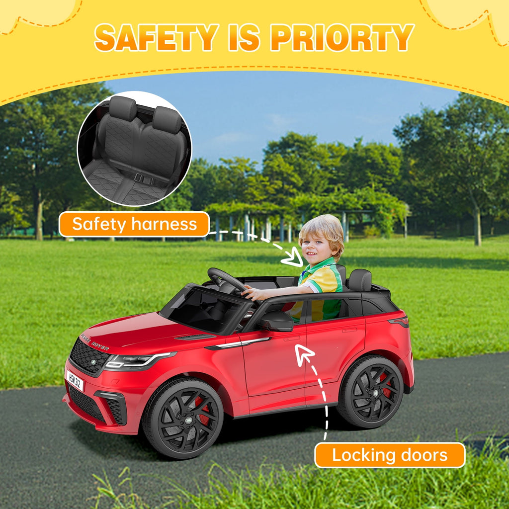 Licensed Land Rover 12V Kids Ride-On Electric Car – Remote Control, MP3, Rocking Mode, Pull Rod, Battery Powered Vehicle for Ages 4-8 – Toy Gift for Boys & Girls, Black