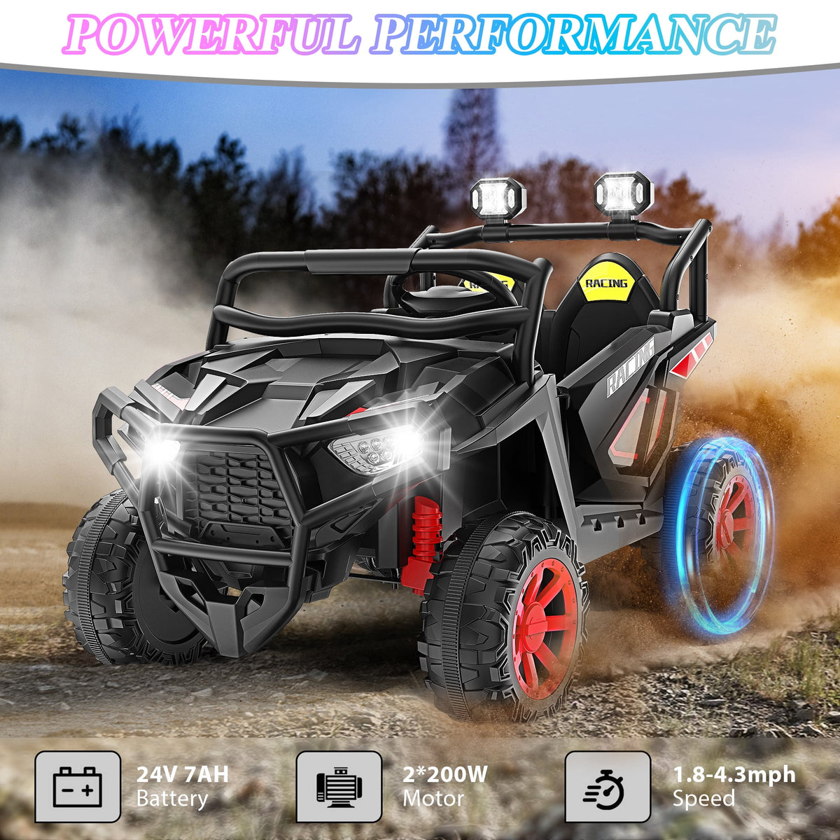 Funcid 24 Volt Ride on Toys, 2-Seater Ride on Cars with Remote Control, 400W Electric Car, Ride on UTV w/ Bluetooth, MP3, Seat Belts, Volume Adjustment, Suspension, Pink