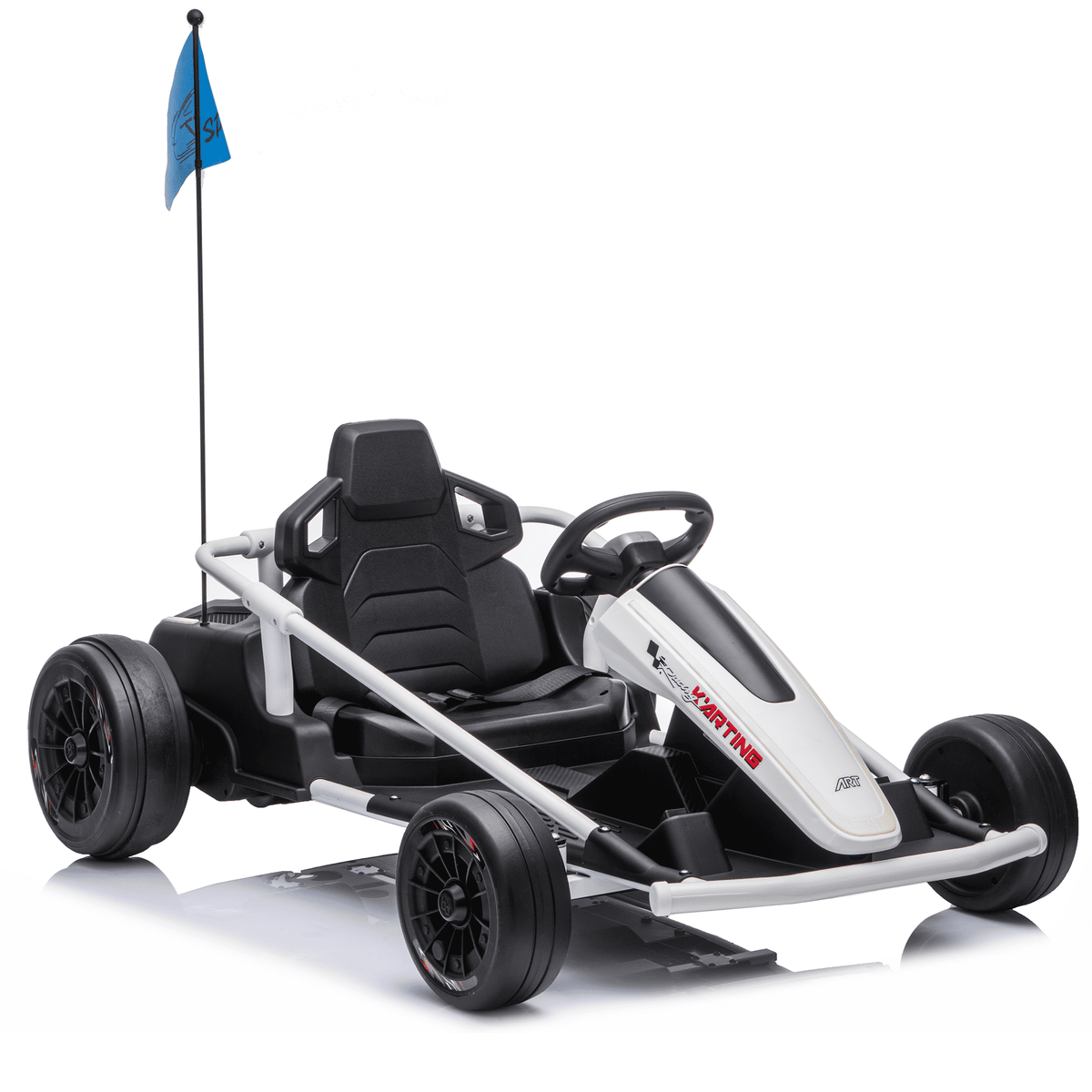 Sunnyfree 24 Volt Ride on Toys for Kids, 14Ah Electric Go Kart with Remote Control, 5–10 MPH, Drift Function, 2×200W Motors, Bluetooth Music, LED Lights, Seat Belt, Blue