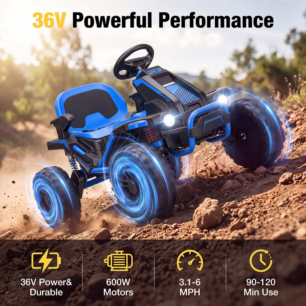 Funcid 36V Ride on Car for Kids, 4 Wheeler Electric Car with 600W Motors, Ride on Toy for Big Kids, Electric ATV with Spring Suspension, Bluetooth, Music, LED Lights, Pink