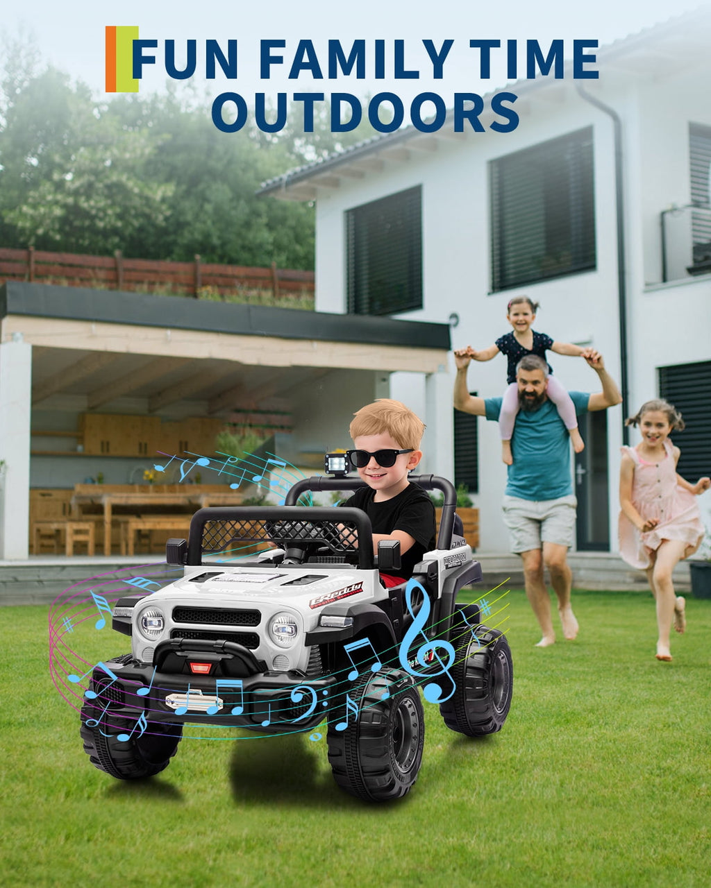 12V Kids Ride-On Truck – Dual 550W Motors, Remote Control, 3-Speed up to 6MPH, Spring Suspension, LED Lights, Music, Safety Belt, Storage – Electric Toy Car for Kids Ages 2-8 – Black