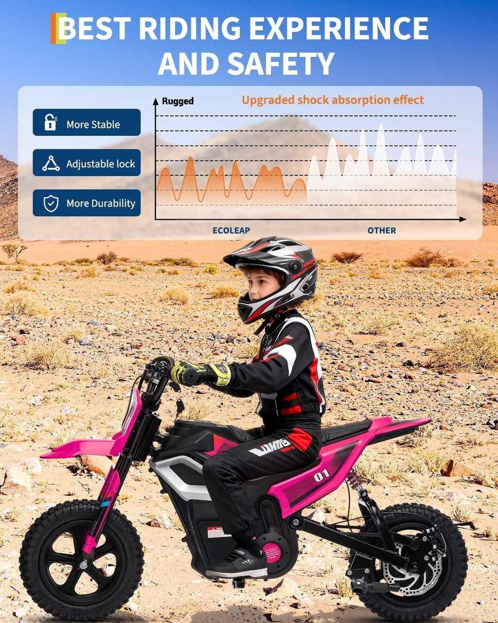 Fectiontool 24V Electric Ride-On Motorcycle, 350W Motor, 24V 7Ah Rechargeable Battery, Battery Powered Ride-On Bike, Energy-Efficient Charger Included,Rose red