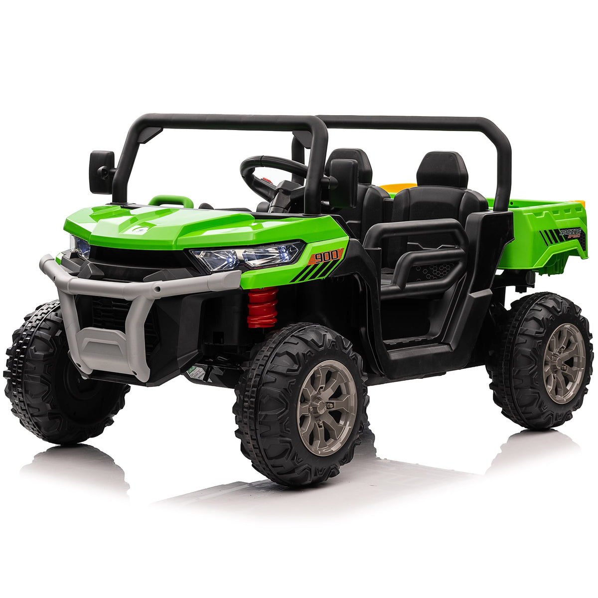 24V Ride on Dump Truck with Remote Control, 4WD Electric Car for Big Kids, 2 Seater 4*200W Motor Ride on Toy, Shovel, Music, Kids Gift, Black