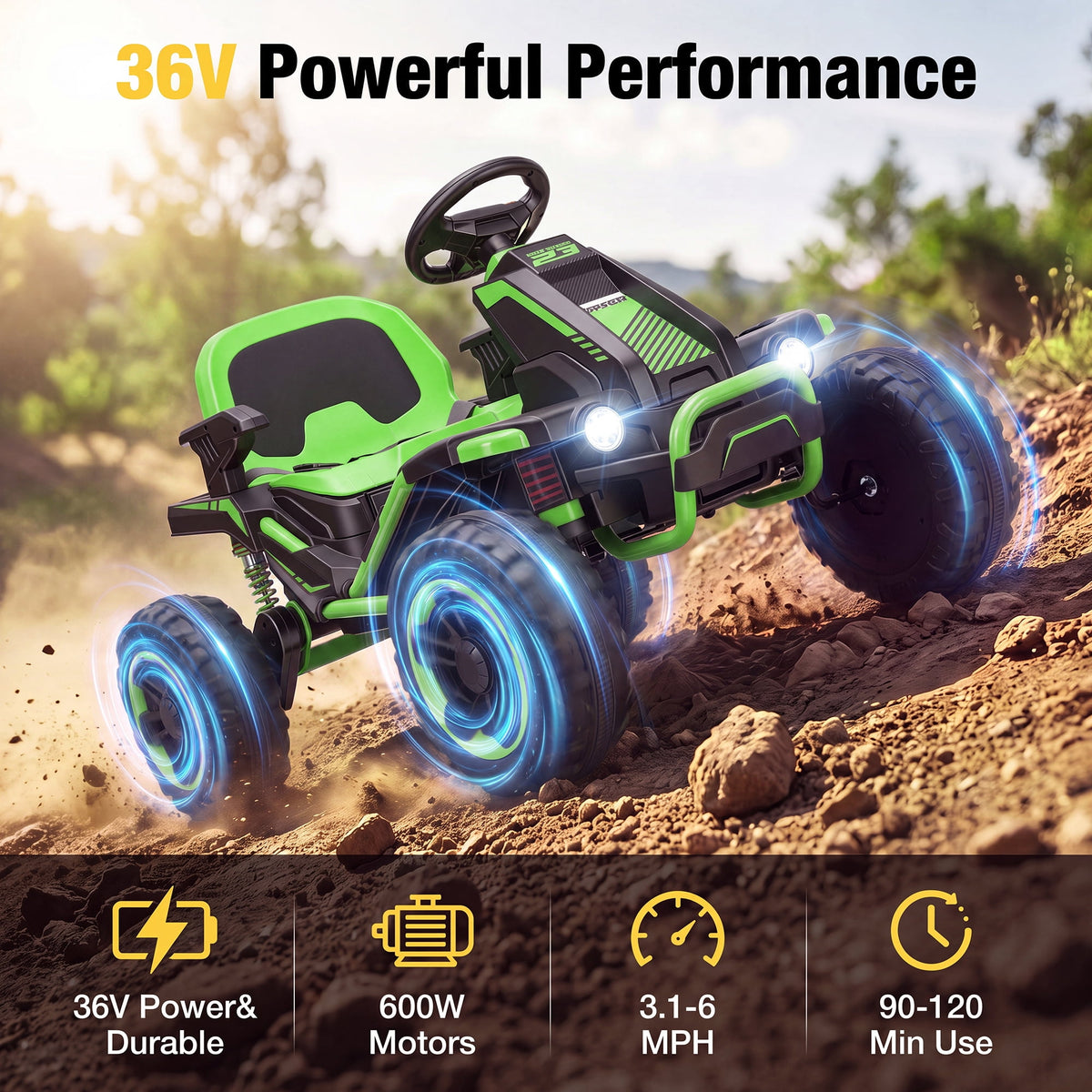 Funcid 36V Ride on Car for Kids, 4 Wheeler Electric Car with 600W Motors, Ride on Toy for Big Kids, Electric ATV with Spring Suspension, Bluetooth, Music, LED Lights, Pink