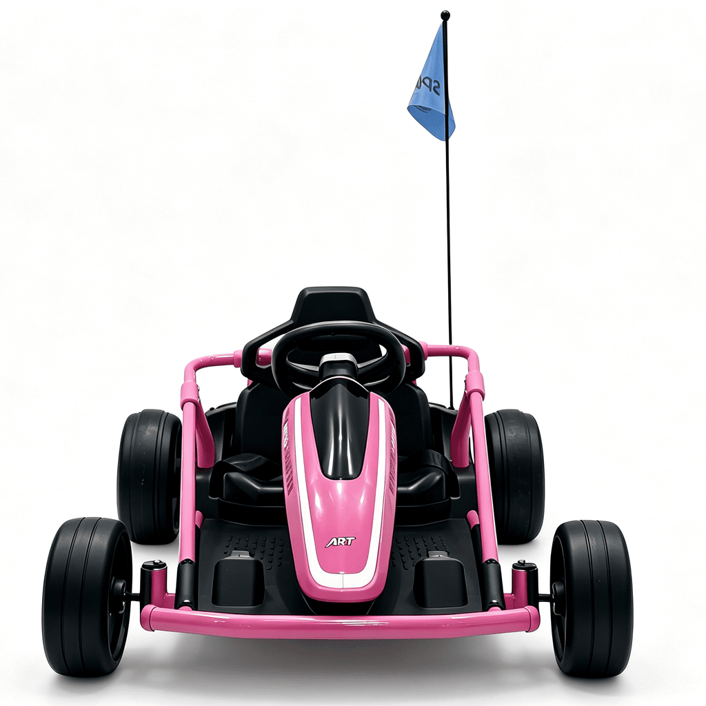 Sunnyfree 24 Volt Ride on Toys for Kids, 14Ah Electric Go Kart with Remote Control, 5–10 MPH, Drift Function, 2×200W Motors, Bluetooth Music, LED Lights, Seat Belt, Pink