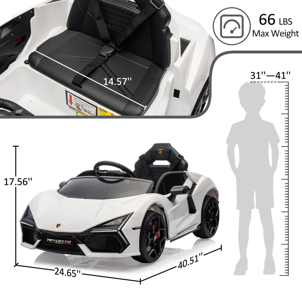 Towallmark 12V Ride On Car for Kids, Licensed Lamborghini Revuelto Electric Vehicle, Battery Powered Sports Car Toy for Boys & Girls,Kids Christmas Gifts