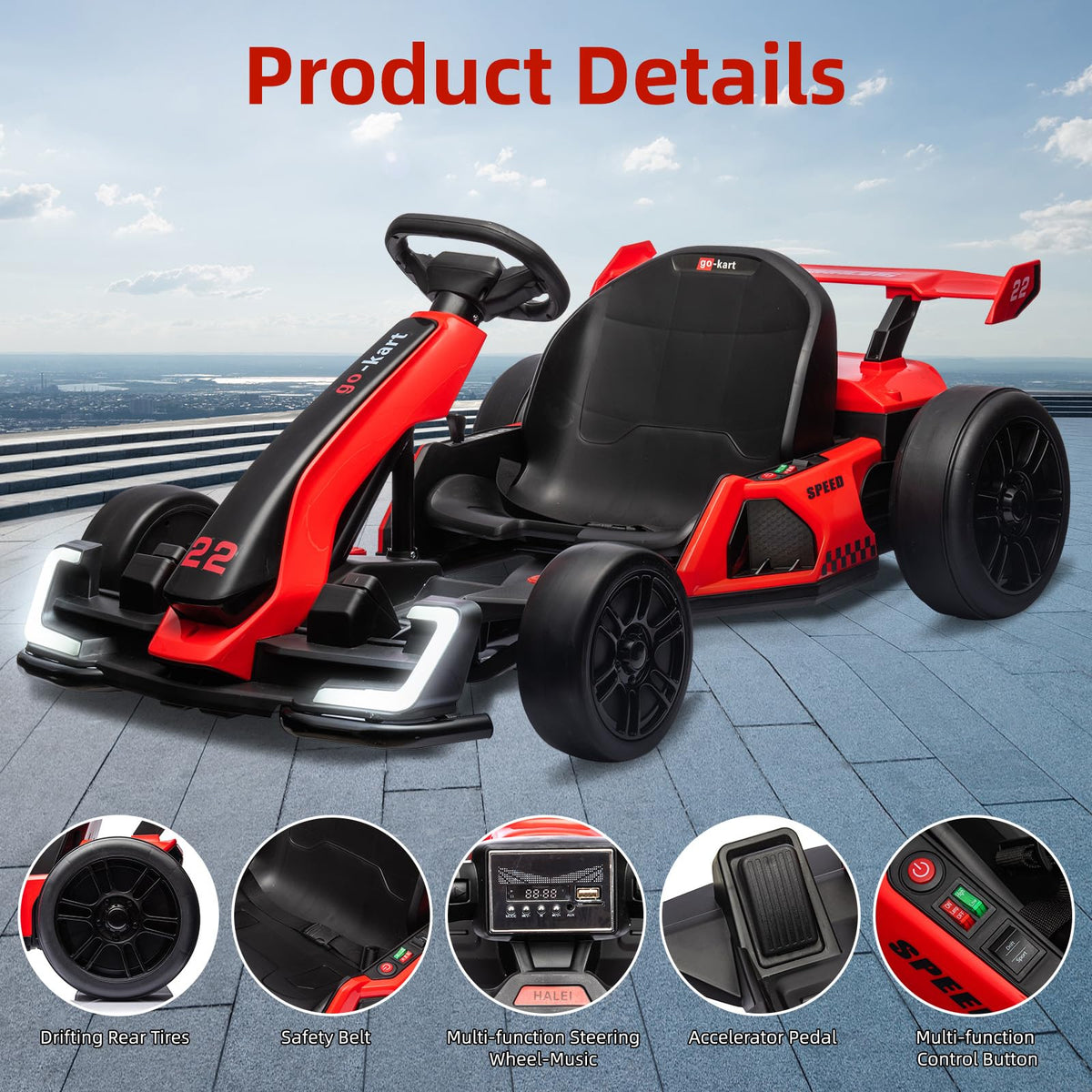 TROPOW Kids Cars Electric Ride On,24V Kids Go Kart,300W Powerful Electric Drift Kart Car with Adjustable Seat,IDE On Toy with 4 Speed Mode,Brake Pedal for Age 6-12,Christmas Gift for Kids,Gray