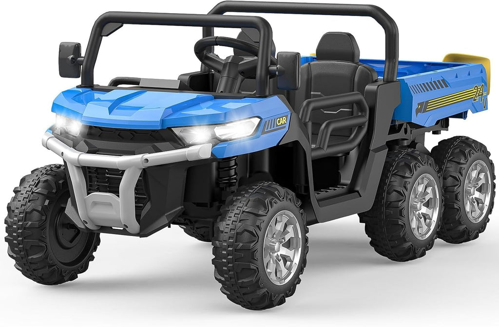 Ride On Dump Truck for Kids Ride On Car with Remote Control Electric UTV Vehicles with Electric Dump Bed, 4WD Power Ride-on 6 Wheels Ride On Toys for Boys Girls