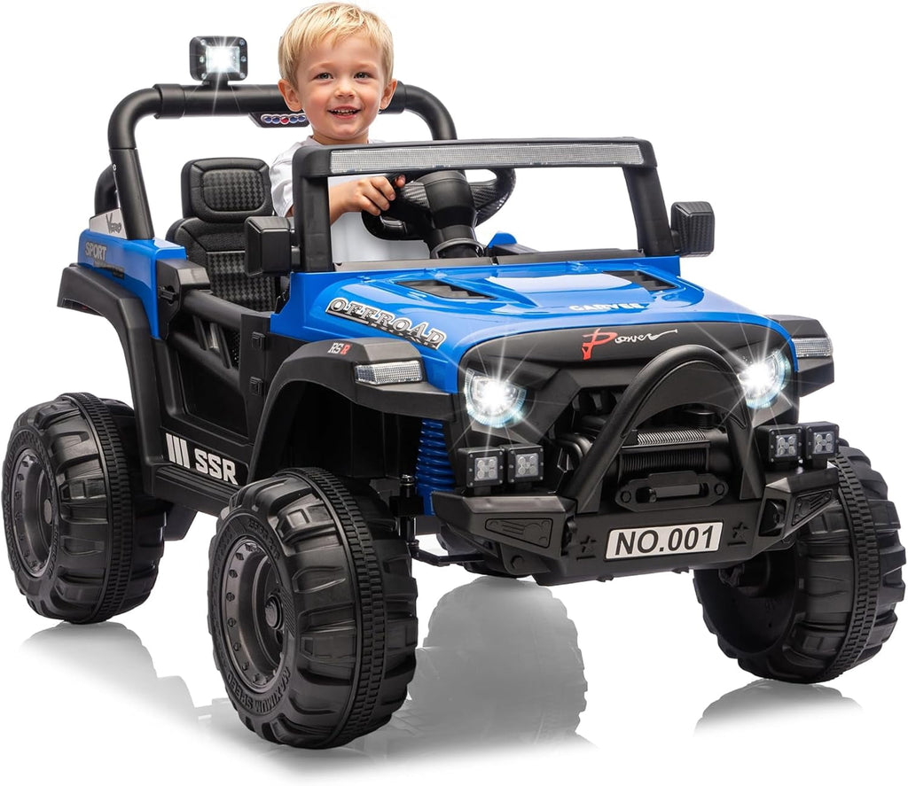 12V Electric Ride-On Truck, 4-Wheel Ride-On Car with Parent Remote Control, Dual 35W Motors, Spring Suspension, 3 Speeds, Bluetooth, LED Lights