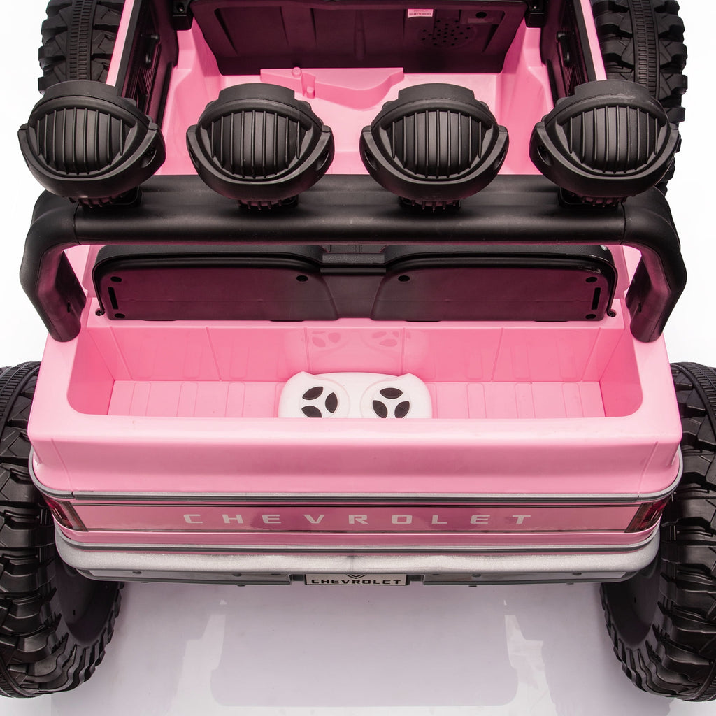 Sunnyfree 4WD Chevrolet Cheyenne 24 Volt Ride on Toys, 2 Seater Power Truck Wheels with Remote, Bluetooth, USB, LED Lights, Blue