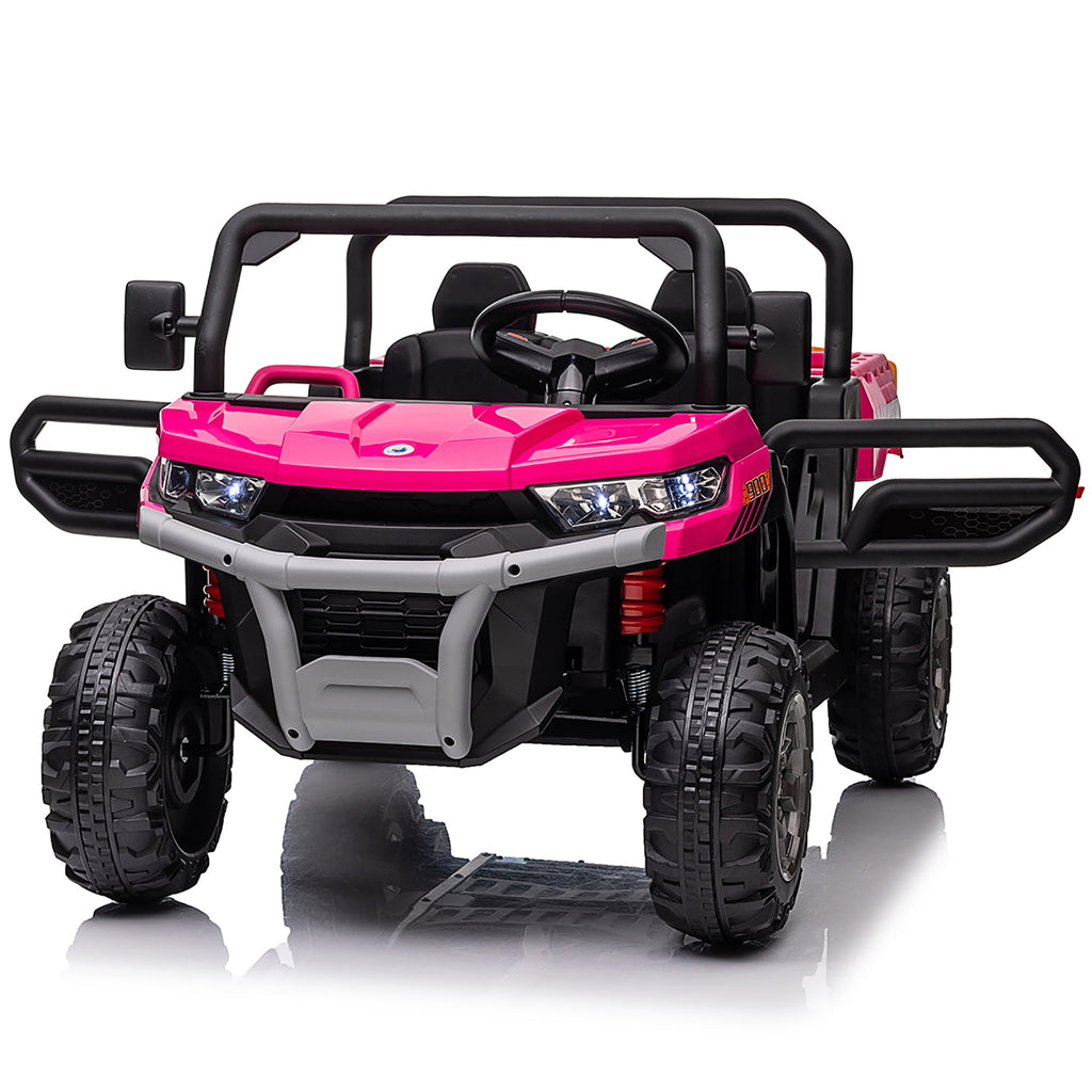 24V Ride on Dump Truck with Remote Control, 4WD Electric Car for Big Kids, 2 Seater 4*200W Motor Ride on Toy, Shovel, Music, Kids Gift, Black