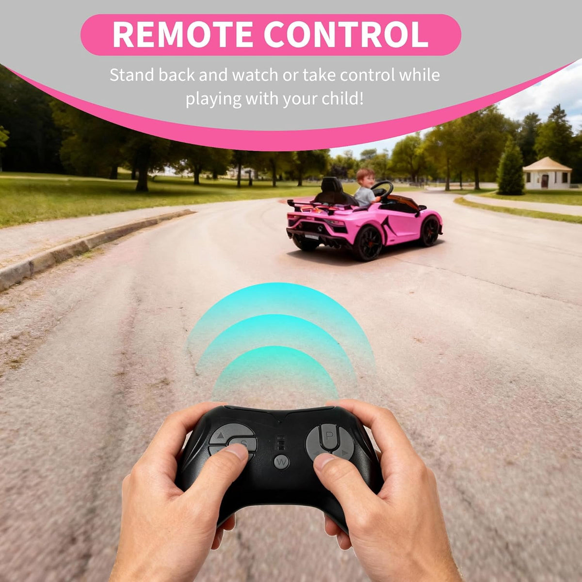 12V Licensed Sports Car Ride On Vehicle with Remote Control, Electric Ride On Car with Bluetooth, Hydraulic Swing Doors, LED Lights, Dual 25W Motors, USB/AUX/TF Audio