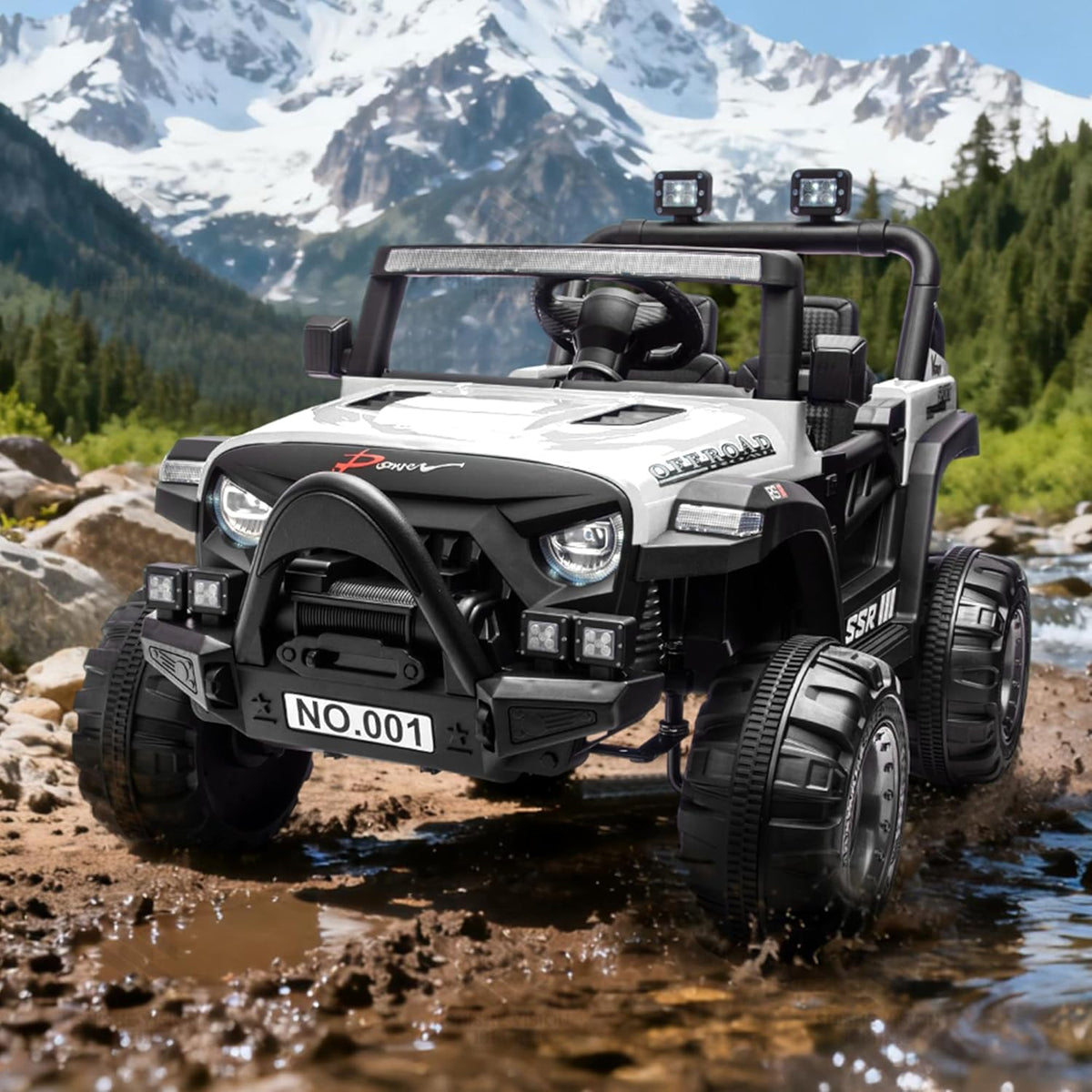 12V Electric Ride-On Truck, 4-Wheel Ride-On Car with Parent Remote Control, Dual 35W Motors, Spring Suspension, 3 Speeds, Bluetooth, LED Lights
