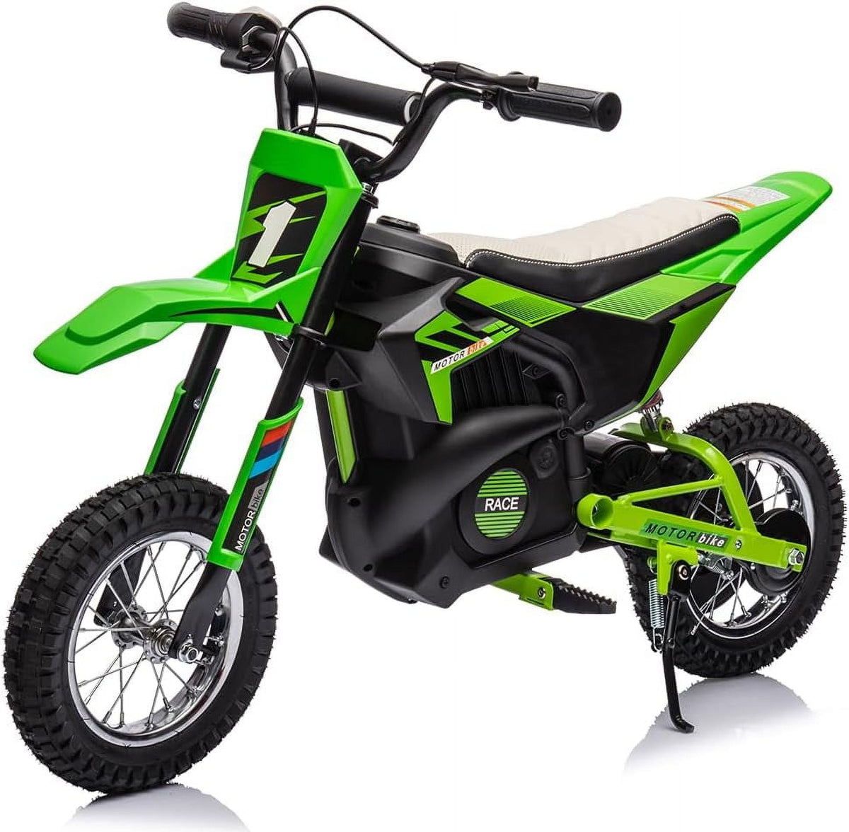 24V Electric Dirt Bike, 250W Brushed Motor, 13.6 MPH Max Speed, Chain Drive System, Disc Brake, Metal Spring Suspension, 12.6 Inch Pneumatic Tires, Leather Seat, 138 LBS Max Load,Blue