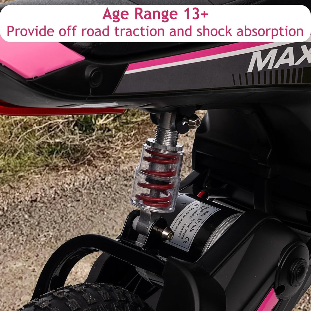 24V Electric Dirt Bike, 3-Speed Off-Road Motorcycle up to 14.29 MPH, Dual Suspension, Hydraulic Front Fork, Steel Frame, 135 lbs Capacity