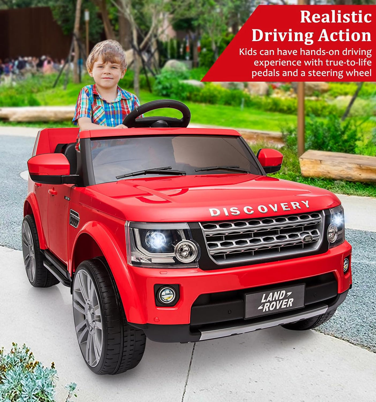 12V Licensed Land Rover Ride-On Car, 2x25W Motors, 4.5Ah Battery, 3 Speeds up to 4.5 MPH, Parent Remote, Spring Suspension, LED Lights