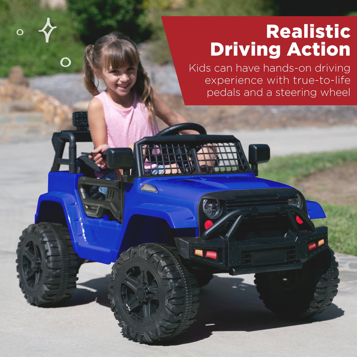 Best Choice Products 12V Kids Ride On Truck Car w/ Parent Remote Control, Spring Suspension, LED Lights - Hot Pink
