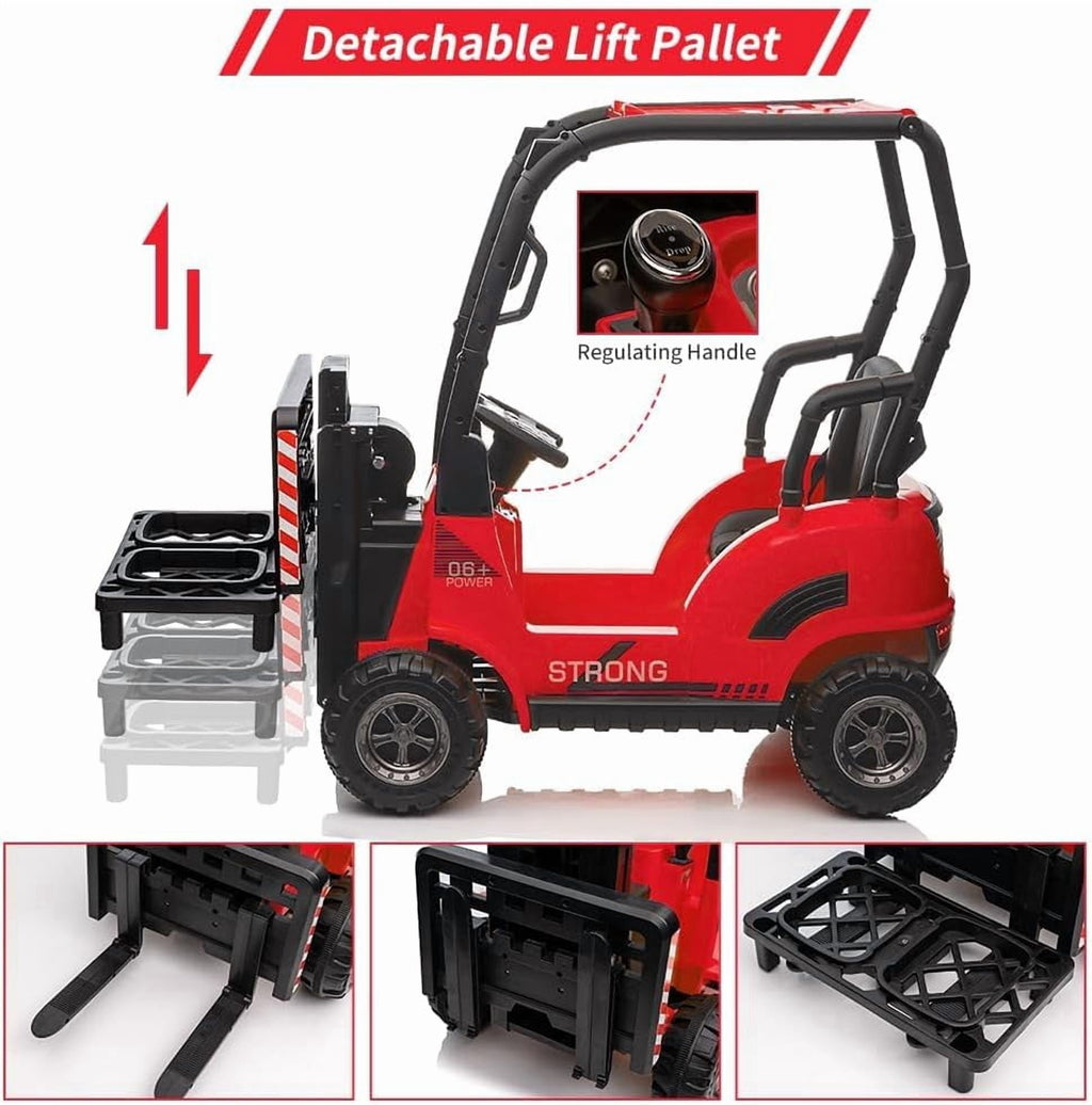 12V Electric Ride On Forklift Car with Remote Control, Liftable Fork & Pallet, 2 Speed Modes, Music, USB/MP3 Port, Safety Belt, Indoor Outdoor Vehicle