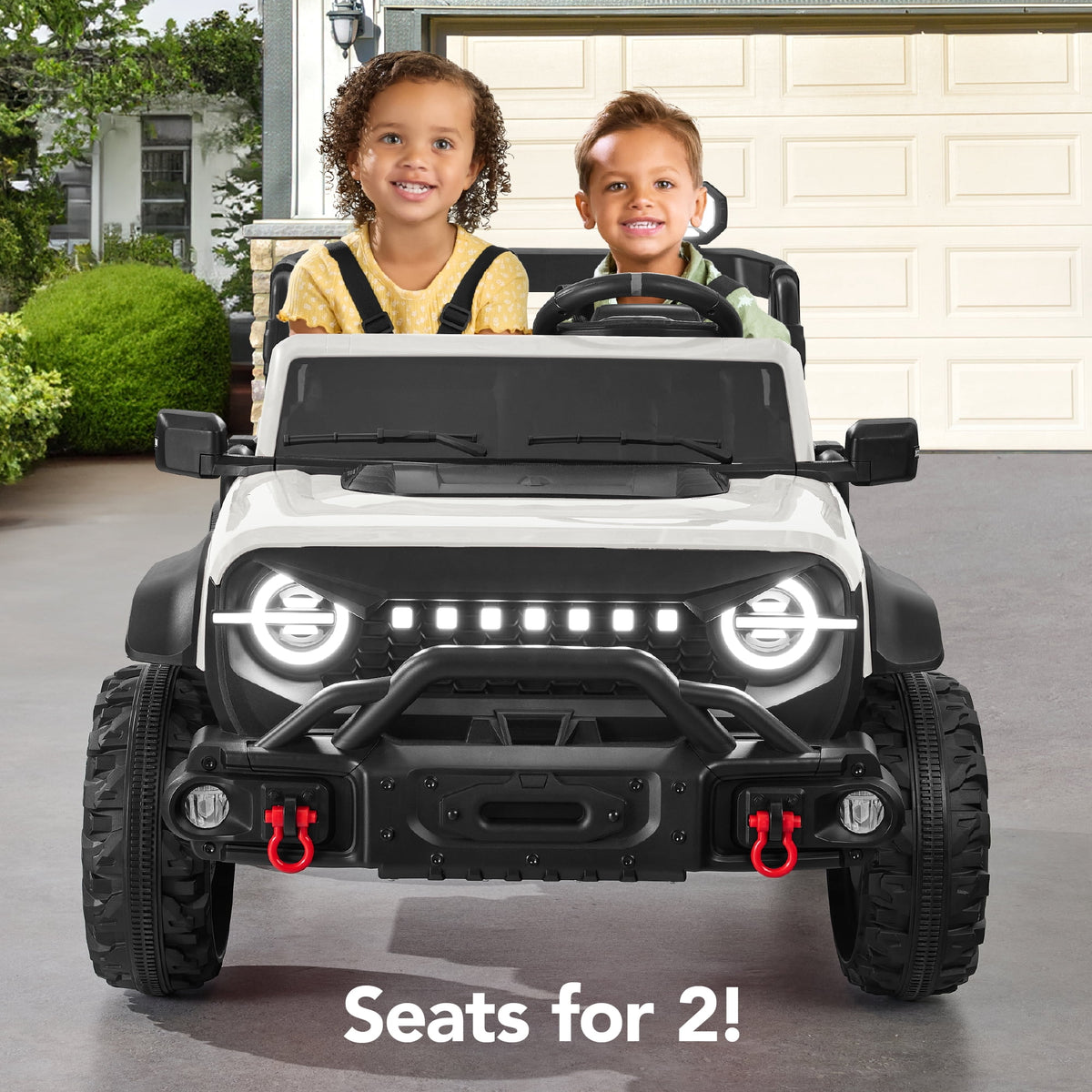 Best Choice Products Kids 24V 2-Seater Electric Ride-On Car Truck w/ Parent Control, Bluetooth, LED Lights - Red