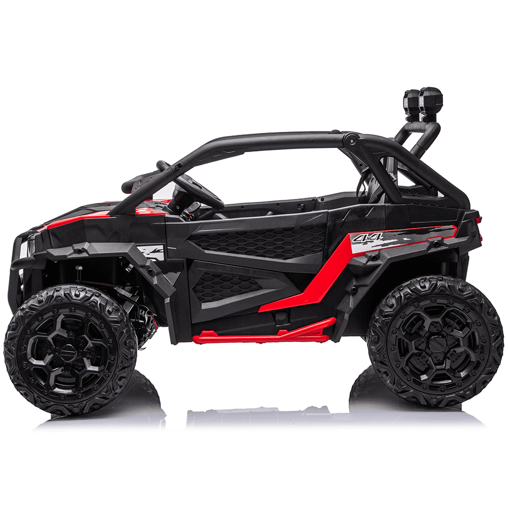 Zukpow 24V Ride Ons for Kids, 2 Seater Electric Car with Remote Control, 4x200W Motors, Power Car Wheels Ride on Toys UTV with Bluetooth Music, USB, Slow Start, LED Lights, Rear Storage Box, Black