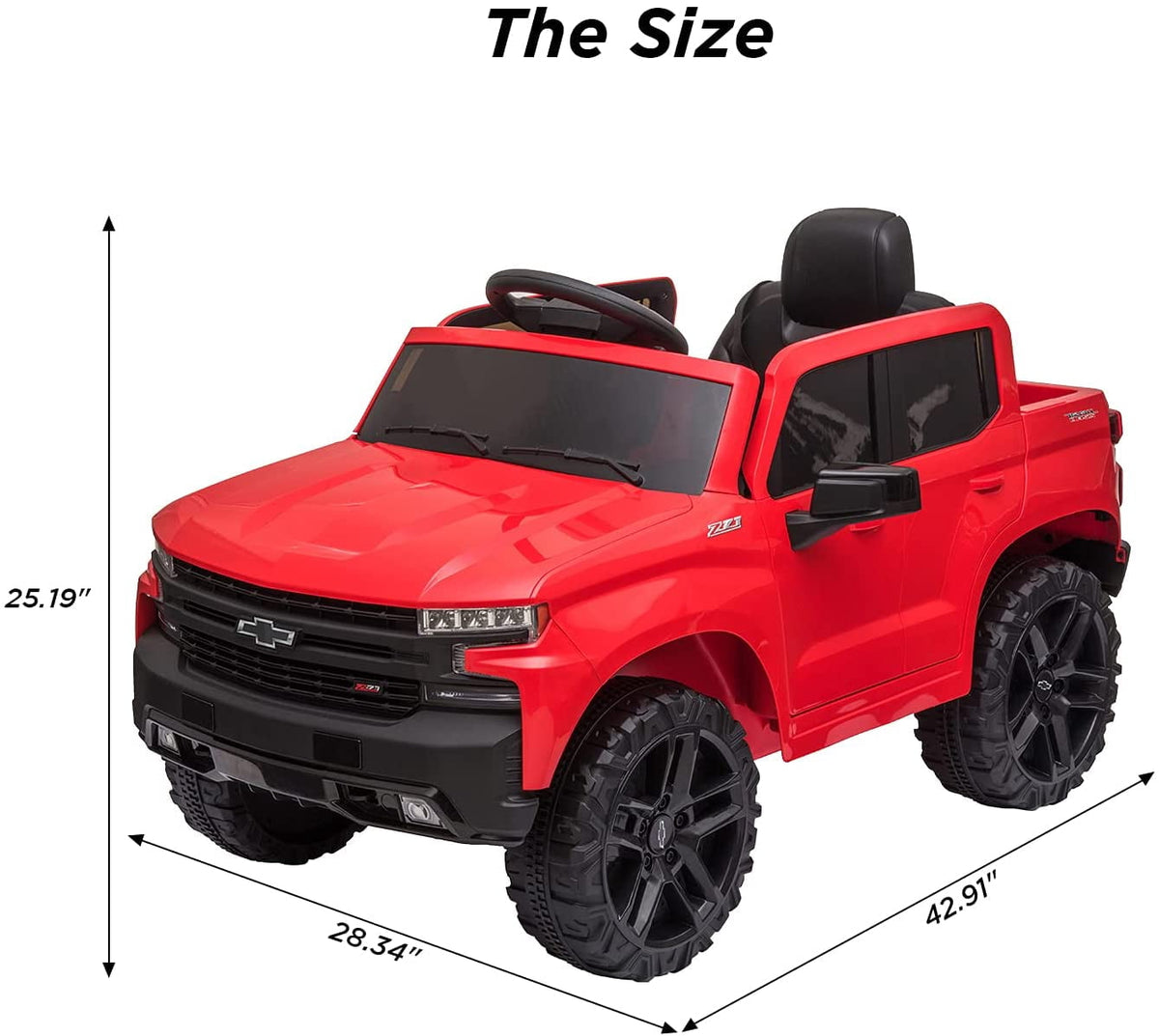 12V Licensed Chevrolet Silverado Ride On Truck, Electric Ride On Car with Remote Control, Bluetooth, MP3, LED Lights, Spring Suspension, Storage Bin, Realistic Truck Toy