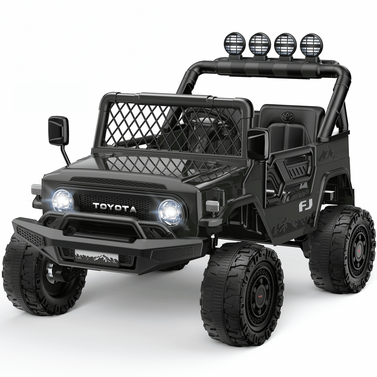 Officially Licensed Toyota FJ Ride On Toys 24V 800W, 4WD Kids Power Car Wheels for Boys Girls, 2 Seater Electric Car with Remote Control, 4 Motors, Music, LED Lights, Green