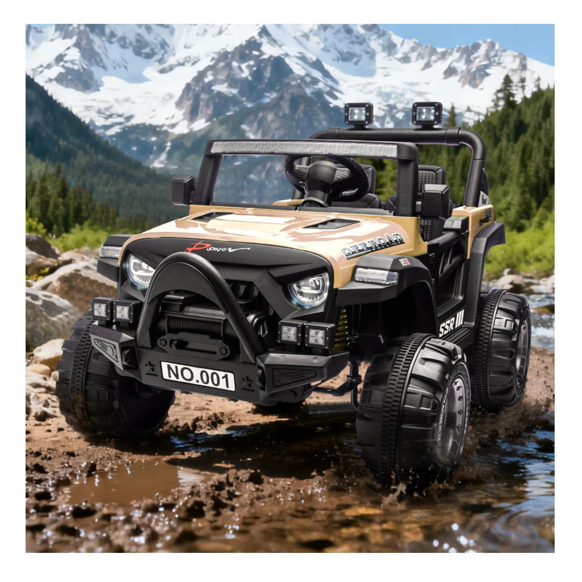 12V Kids Electric Ride-On Car – Parent Remote Control, 3 Speeds, Safety Locking Doors, 3-Point Harness, Spring Suspension, wireless Music, LED Lights, Anti-Slip Tires, Foot Brake, Battery Powered Toy
