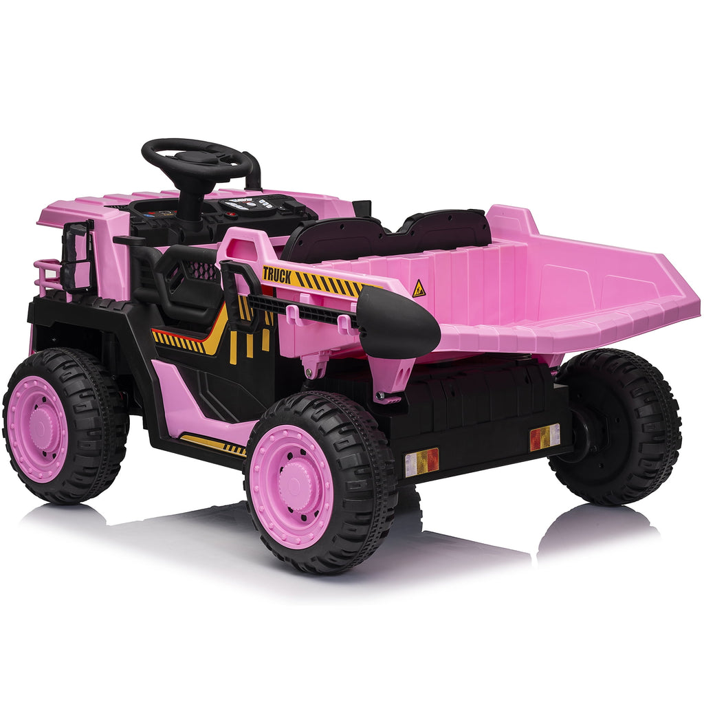 Funride 24V Ride on Toys 2 Seater Ride on Dump Truck w/ Remote Control w/ Dump Bed, 3 Speeds, Shovel, Bluetooth/Music, Big Kids, Yellow