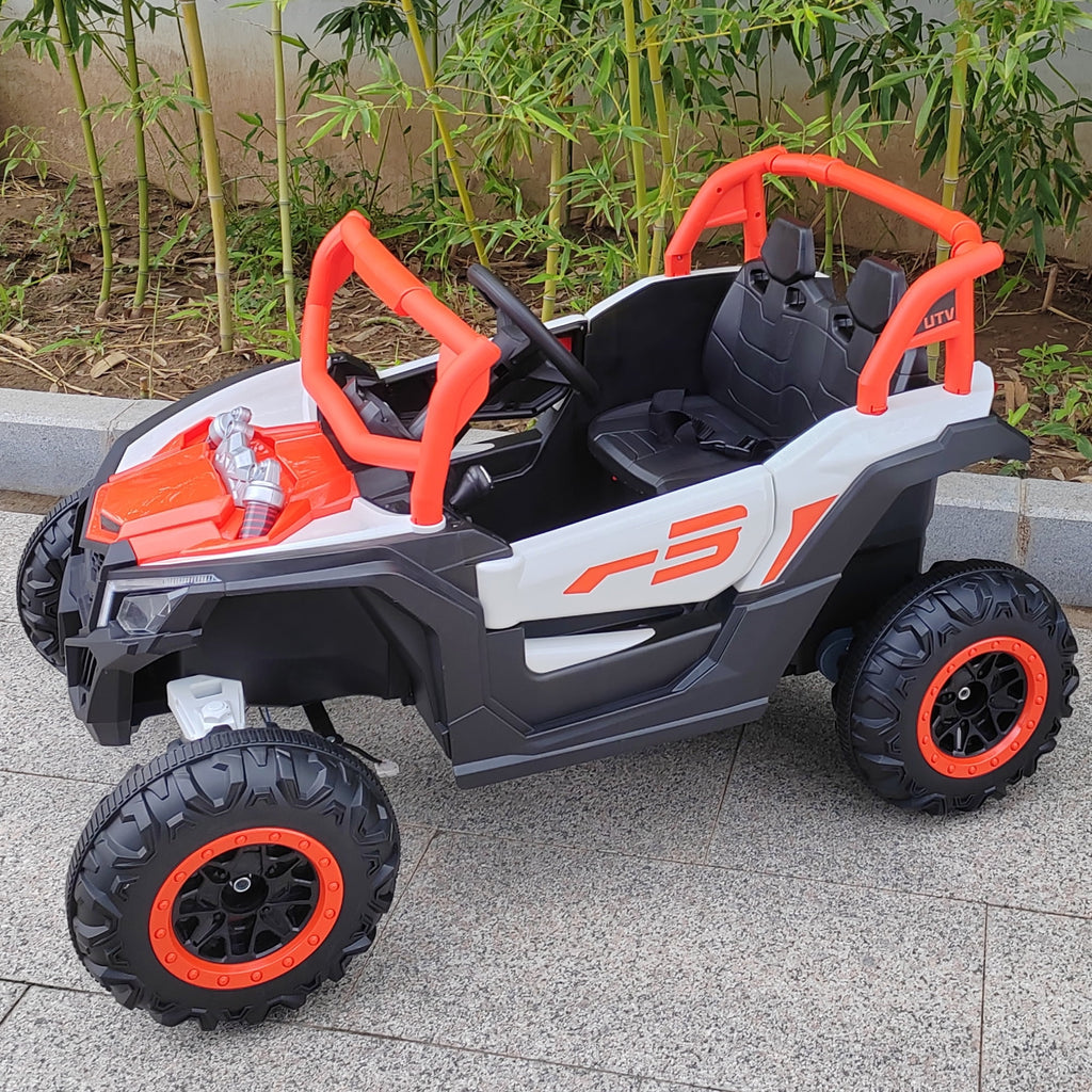 Sunnyfree 24 Volt Ride on Toys, 4WD Electric Car for Kids, Power Car Wheels with Remote Control, Bluetooth, Spring Suspension, LED Light, Pink