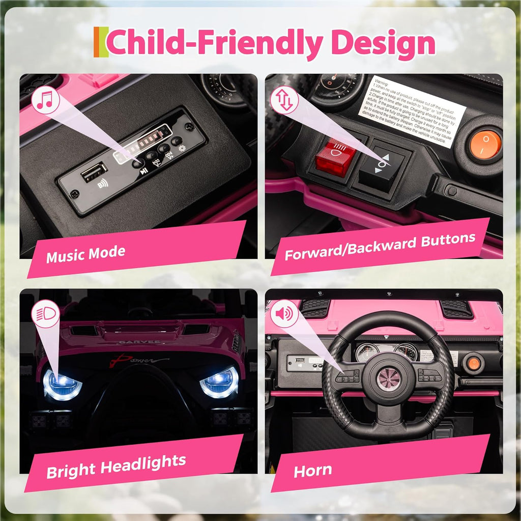 12V Electric Ride-On Truck, 4-Wheel Ride-On Car with Parent Remote Control, Dual 35W Motors, Spring Suspension, 3 Speeds, Bluetooth, LED Lights