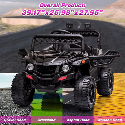 12V Ride-On Electric Car with Trunk, Remote Control, Spring Suspension, Locking Door, 3 Speeds, LED Headlights, Music, USB & AUX, Electric Vehicle for Ages 3+,Black