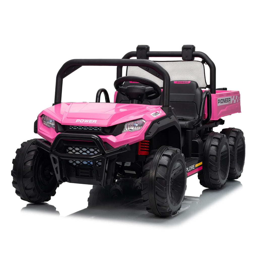 24V 4WD 2-Seater Kids Electric Ride-On Dump Truck – Remote Control, Working Dump Bed, 3 Speed Modes, Music Player, All-Terrain Off-Road Vehicle Toy for Boys & Girls Ages 3-8, Green