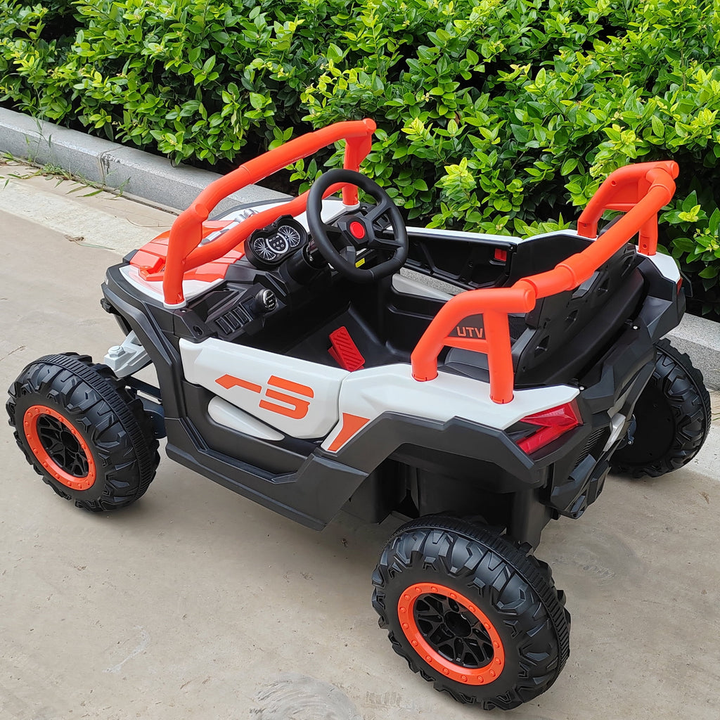 Sunnyfree 24 Volt Ride on Toys, 4WD Electric Car for Kids, Power Car Wheels with Remote Control, Bluetooth, Spring Suspension, LED Light, Pink