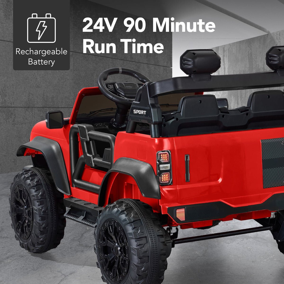 Best Choice Products Kids 24V 2-Seater Electric Ride-On Car Truck w/ Parent Control, Bluetooth, LED Lights - Red