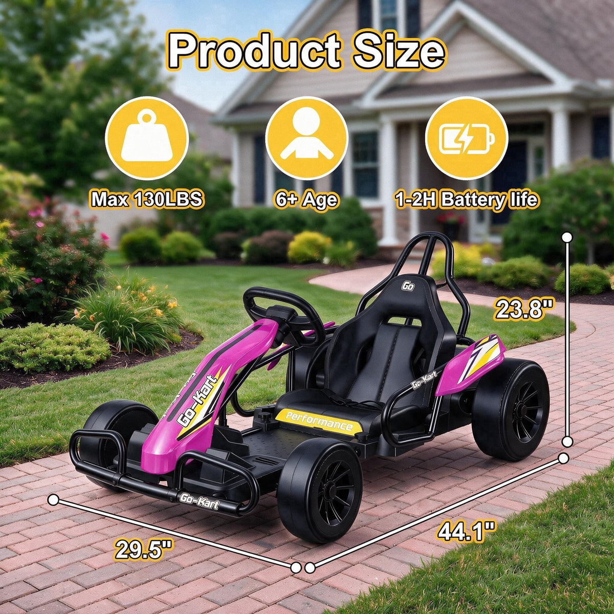 VIBESPARK Drift Go Kart, 24V 10AH Electric Go Kart for Kids Ages 6-14, 360° Drift Mode, Ride On Car with Backrest & Adjustable Seat, 300W Dual Motors, Max Speed 7.5mph/h, Blue
