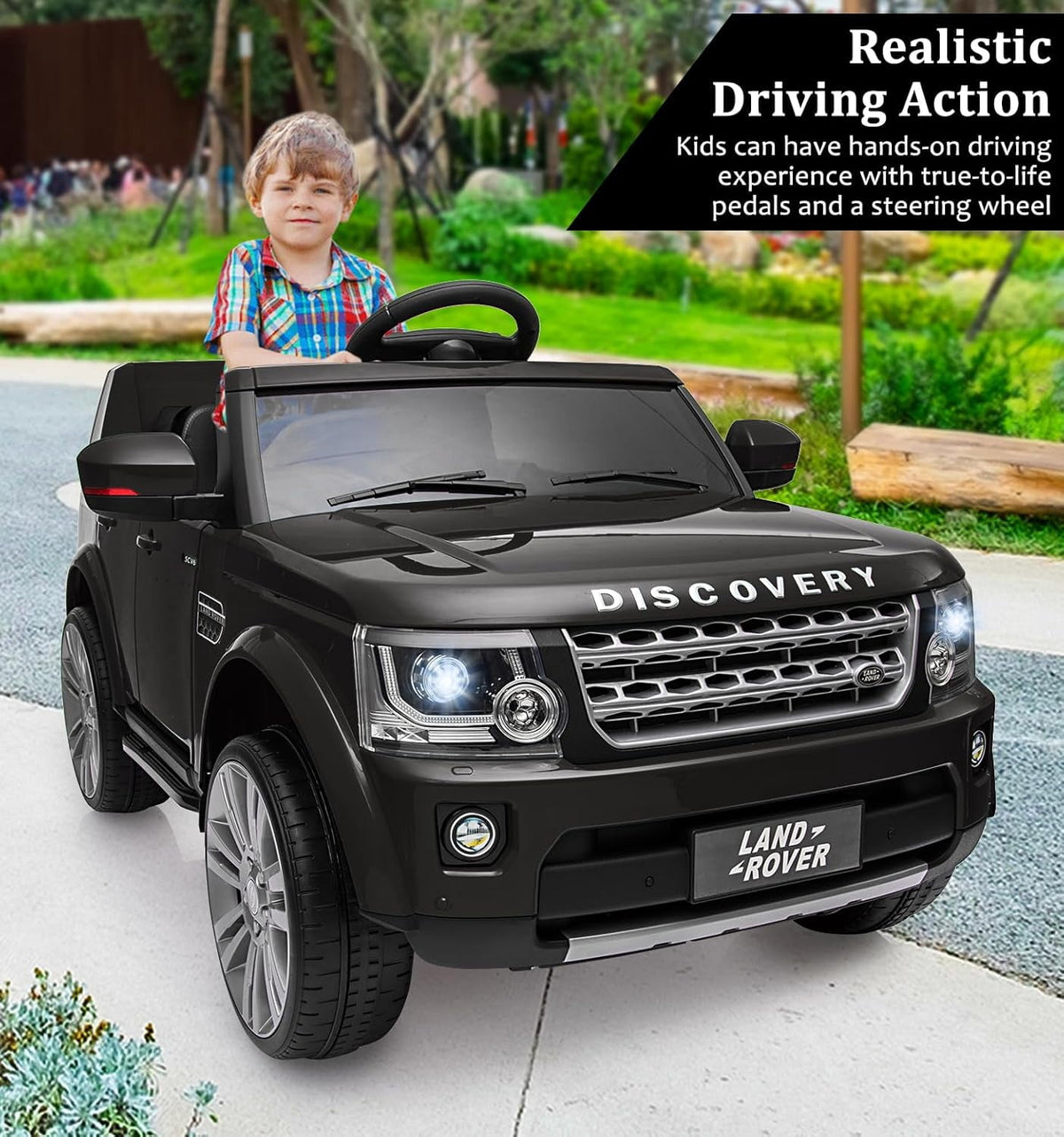 12V Licensed Land Rover Ride-On Car, 2x25W Motors, 4.5Ah Battery, 3 Speeds up to 4.5 MPH, Parent Remote, Spring Suspension, LED Lights