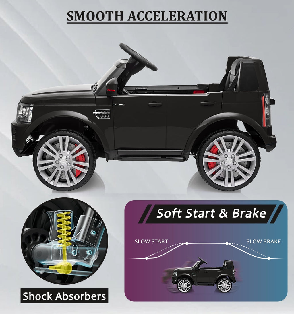 Licensed Land Rover 2-Seater 12V/24V Electric Ride-On Car for Kids Ages 3-8 - Remote Control, MP3, LED Lights, Adjustable Speeds, Shock Absorbers, Safety Seat Belts - Green