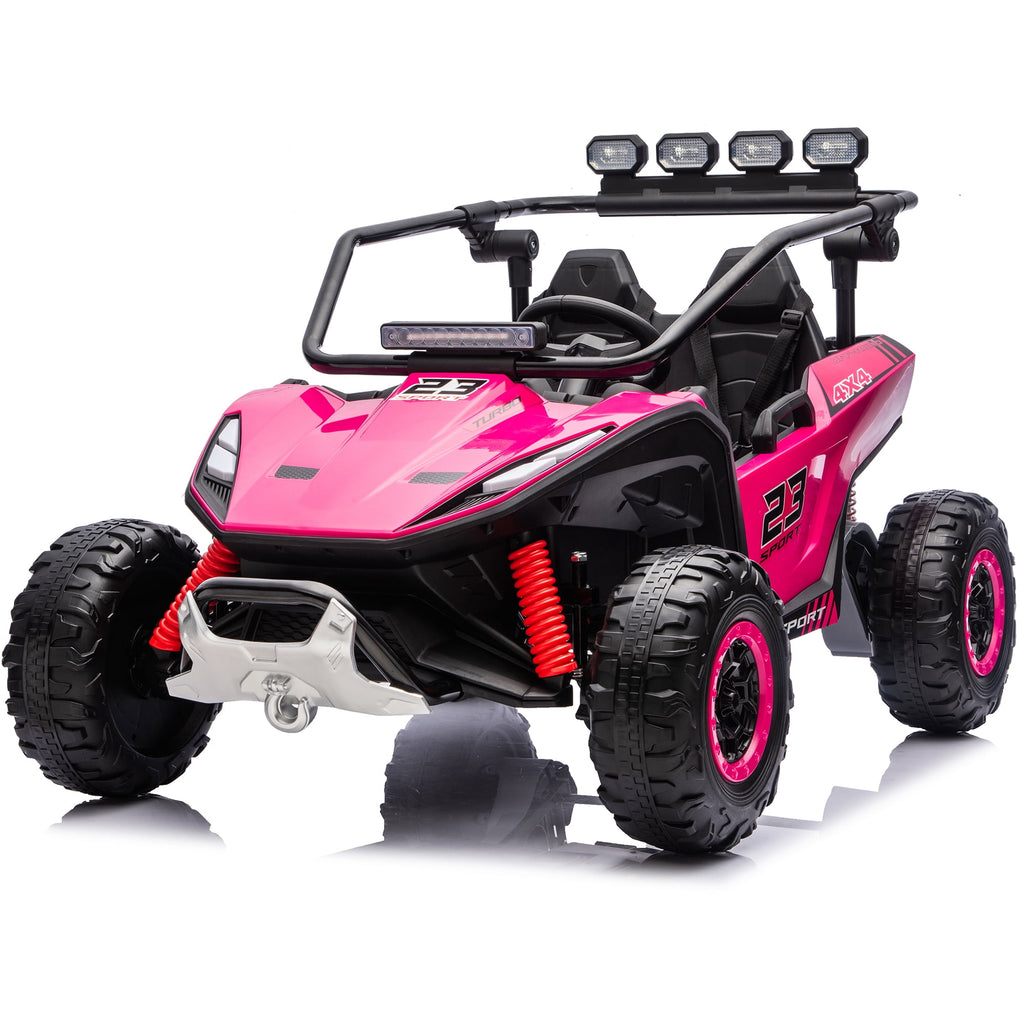 Sunnyfree 24V Ride on Toys 2 Seater UTV for Kids, 4WD 800W Electric Car with Parent Remote Control, LED Lights, Bluetooth Music, Roll Cage, Black