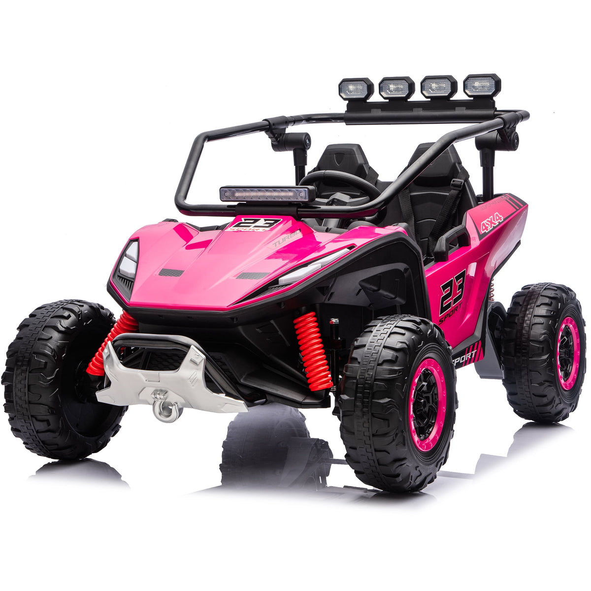 Sunnyfree 24V Ride on Toys 2 Seater UTV for Kids, 4WD 800W Electric Car with Parent Remote Control, LED Lights, Bluetooth Music, Roll Cage, Black