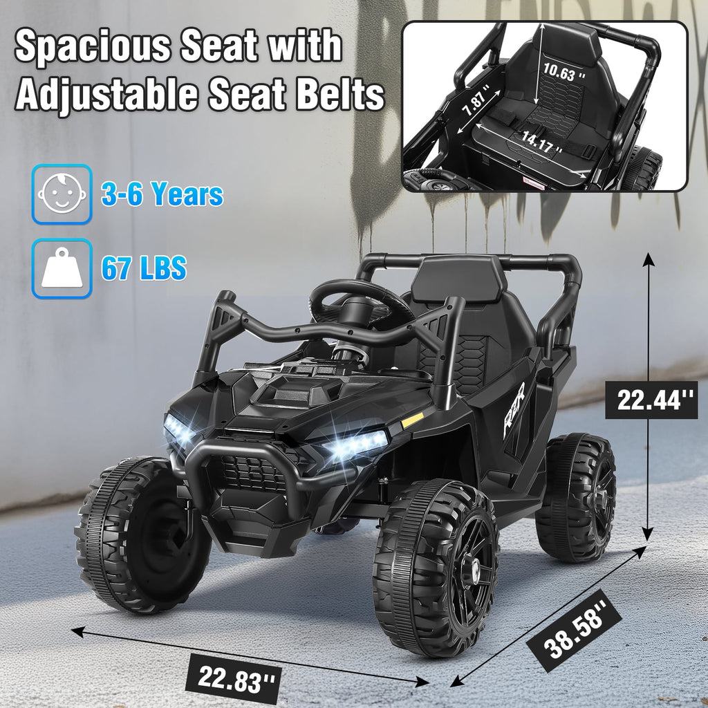 Funcid 24 Volt Ride on Toys with Remote Control & Battery Indicator, 400W Ride on UTV, Electric Car for Kids w/ Bluetooth, Music, LED Lights, Volume Adjustment Knob, 3 Speeds, Pink