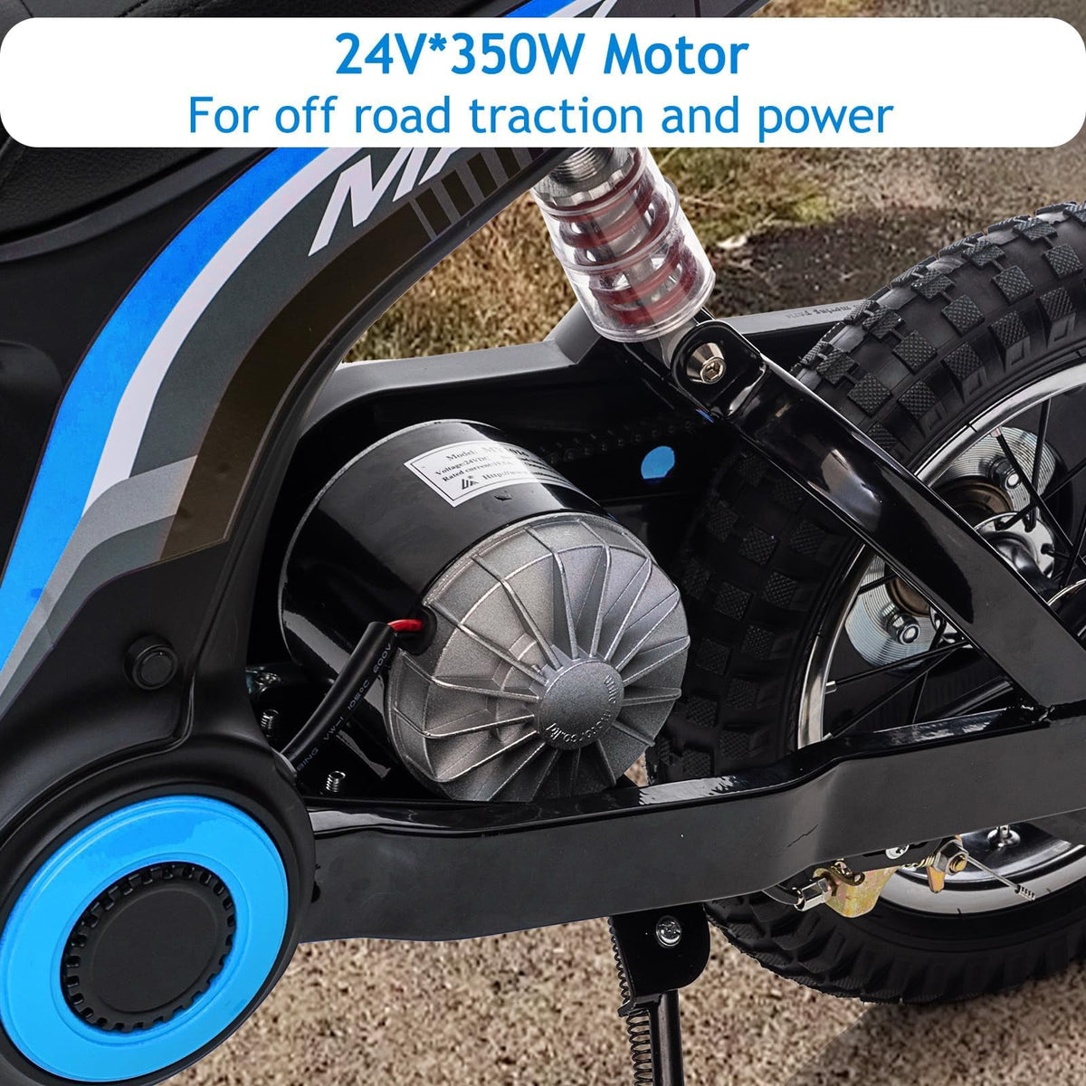 TROPOW 24 Volt Ride On Toys for Boys,Electric Dirt Bike for Kids - 350W Ride On Motorcycle, Ages 5+, Up to 14.29 MPH, 2-Speed Modes, Max Weight 135 Lbs, Blue