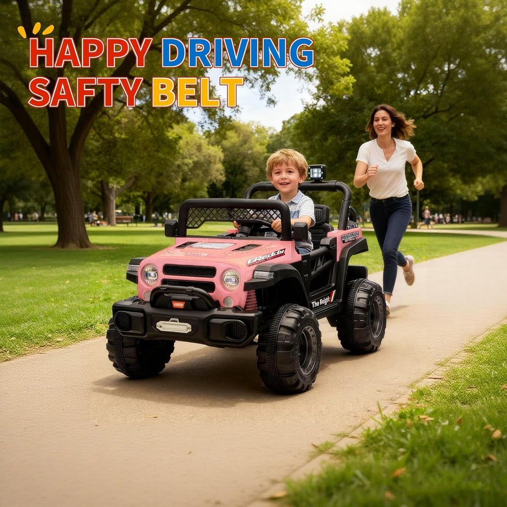 12V Electric Ride-On Truck, 4-Wheel Ride-On Car with Remote Control, 12V 7Ah Battery, Spring Suspension, LED Lights, Music, 66 Lbs
