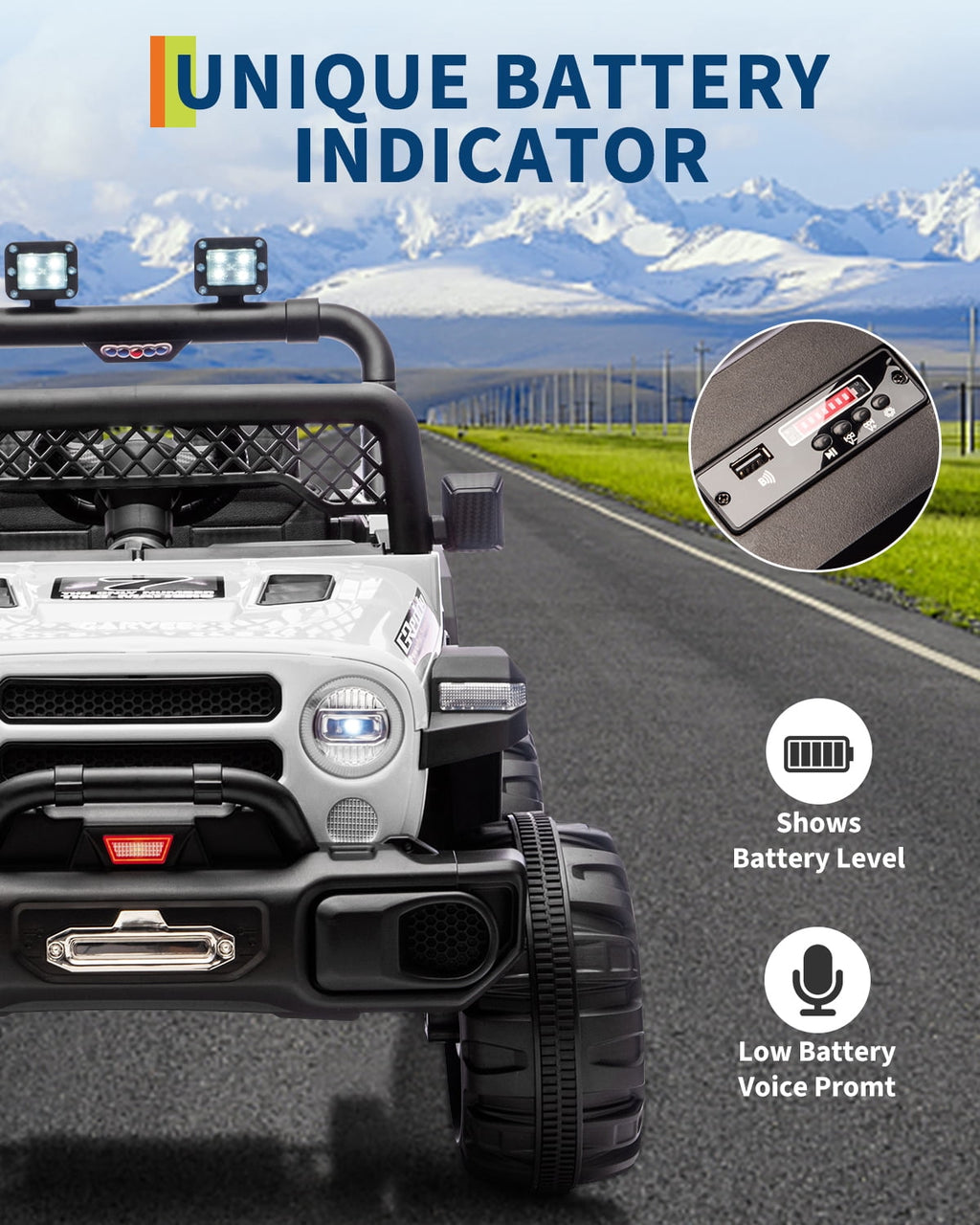 12V Kids Ride-On Truck – Dual 550W Motors, Remote Control, 3-Speed up to 6MPH, Spring Suspension, LED Lights, Music, Safety Belt, Storage – Electric Toy Car for Kids Ages 2-8 – Black
